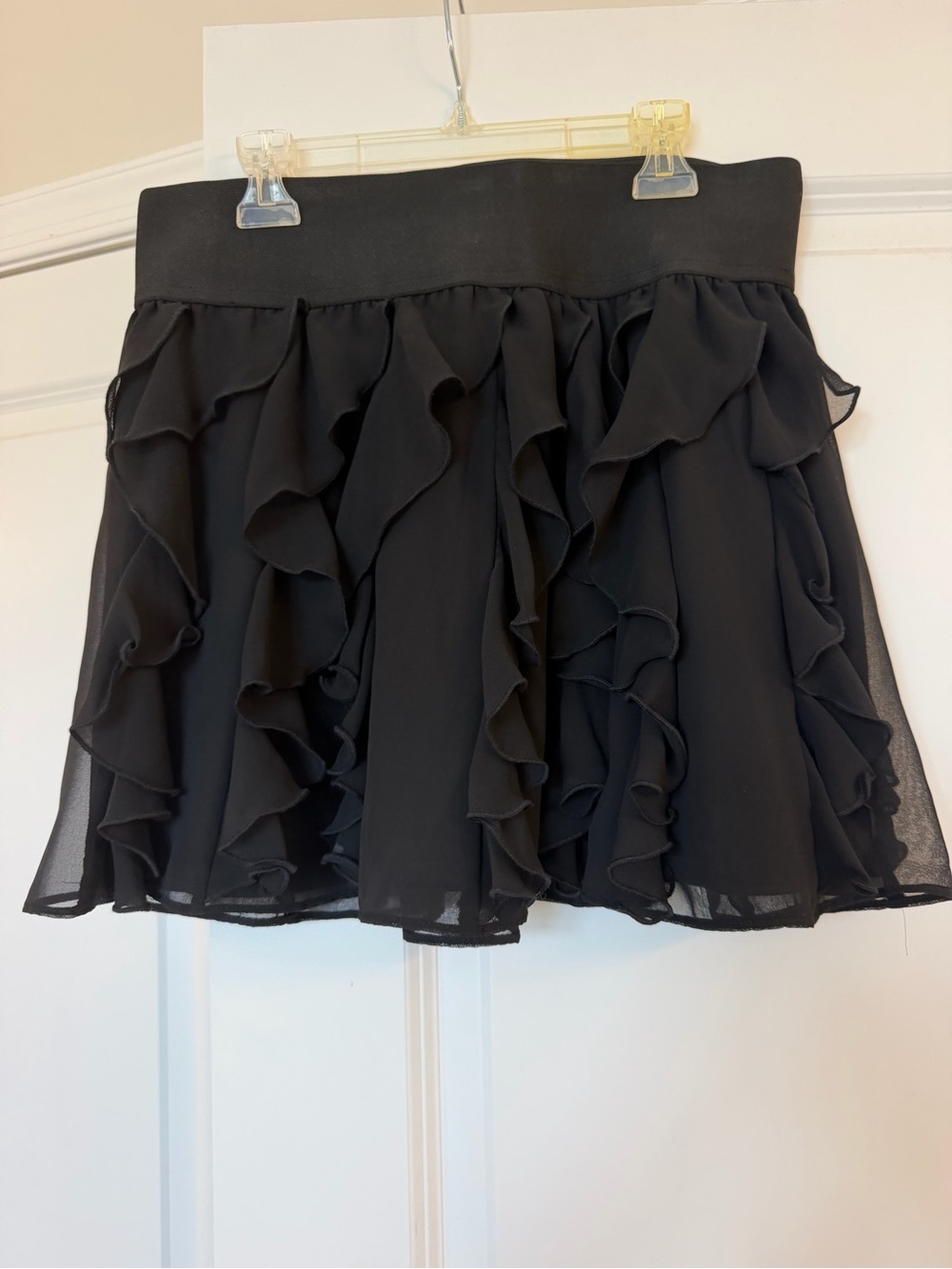 Express Black Layered Ruffle Mini Skirt